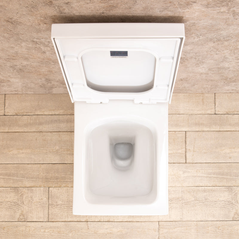WC Filo a Muro in Ceramica 35,50x55,50x39,5 cm Square Bianco-5
