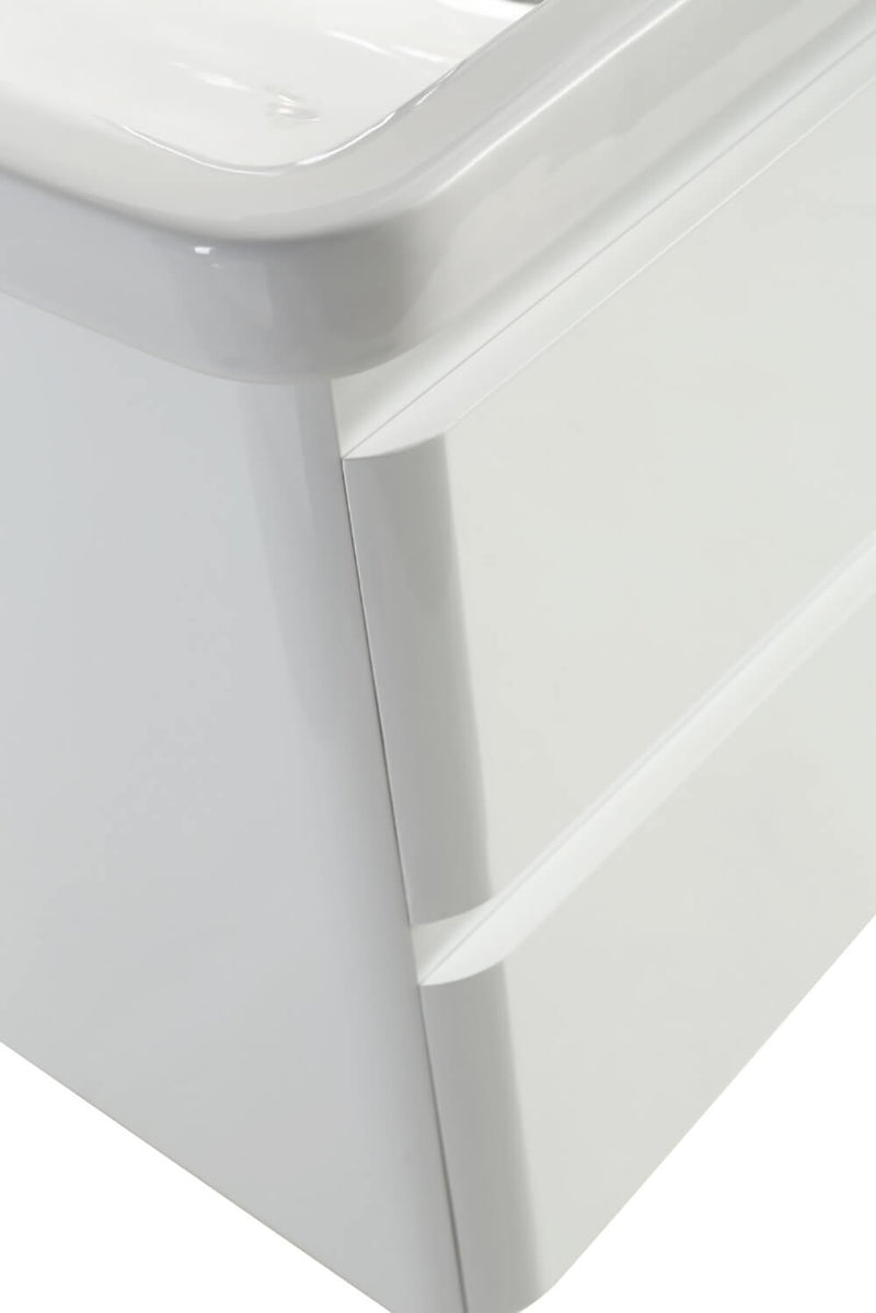 Mobile Bagno Sospeso 80 cm in PVC con Specchiera Vorich White Plus Bianco-5