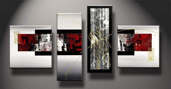 Quadro Moderno Dipinto a Mano su Tela Astratto 4 Pannelli Zaghi N36 online