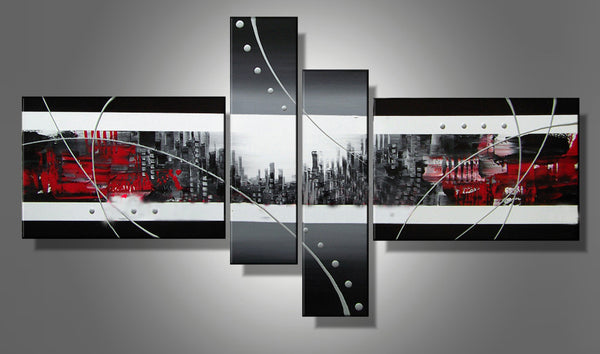 Quadro Moderno Dipinto a Mano su Tela Astratto 4 Pannelli Zaghi N39 acquista