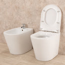 Coppia di Sanitari WC e Bidet  a Terra Filo Muro in Ceramica Bianchi-10