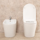 Coppia di Sanitari WC e Bidet  a Terra Filo Muro in Ceramica Bianchi-8
