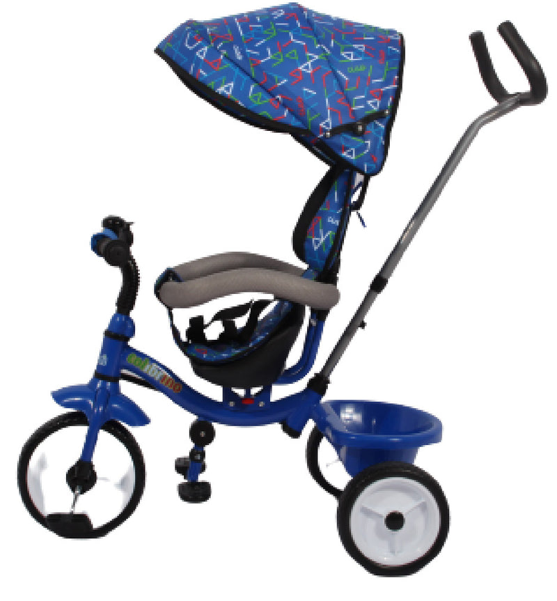 Triciclo Passeggino con Seggiolino Reversibile per Bambini Blu-2