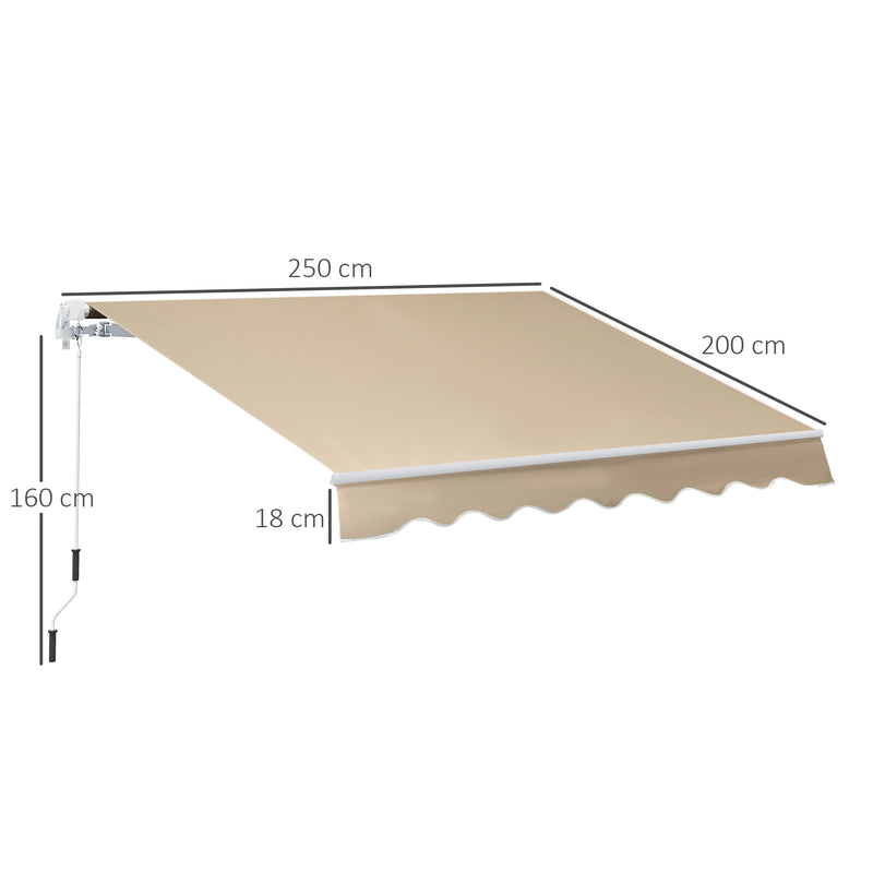 Tenda da Sole Avvolgibile Parasole a Parete Manuale Impermeabile Beige 2.5x2m -3