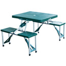 Tavolo da Campeggio con 4 Sedie Richiudibile a Valigetta in Alluminio Verde 84.5x39x10 cm -1