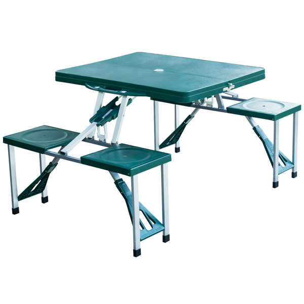 Tavolo da Campeggio con 4 Sedie Richiudibile a Valigetta in Alluminio Verde 84.5x39x10 cm prezzo