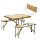 Tavolino da Campeggio Picnic Pieghevole in legno con 4 sedie -1