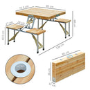 Tavolino da Campeggio Picnic Pieghevole in legno con 4 sedie -3