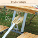 Tavolino da Campeggio Picnic Pieghevole in legno con 4 sedie -4