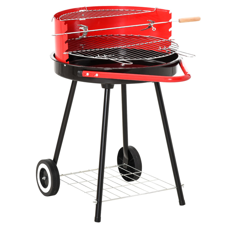 Barbecue a Carbone Carbonella con Ruote Nero e Rosso 67x51x82 cm -1