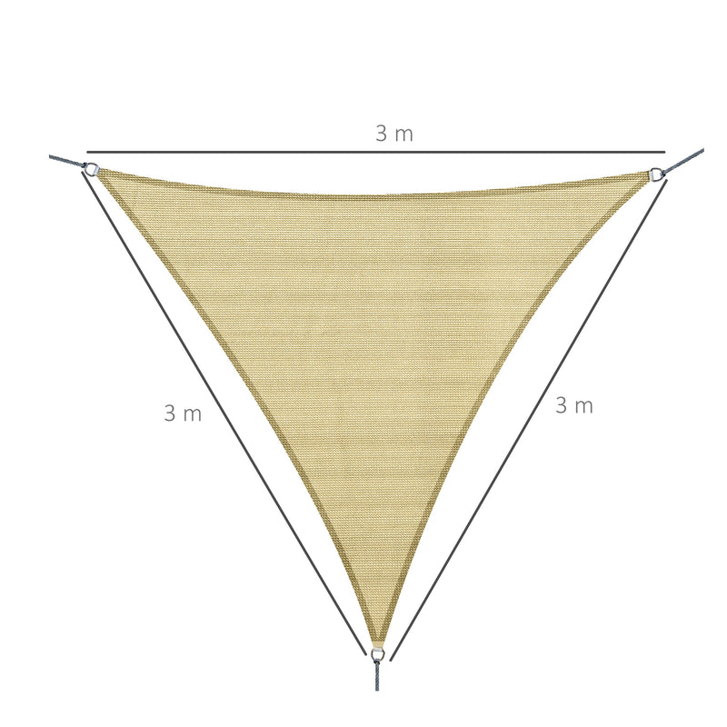 Tenda Vela da Giardino Triangolare 3x3x3m in HDPE Sabbia -3