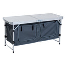 Tavolino da Campeggio Pieghevole con Ripiano Portavivande in Alluminio Bianco -1