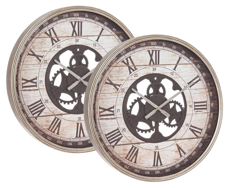 Set 2 Orologi da Parete Ø60x6,5 cm in Mdf e Acciaio Ticking-2