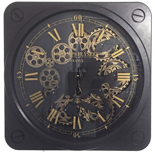 Orologio da Parete 49,5x7,5x49,5 cm in Acciaio e Vetro Engrenage sconto