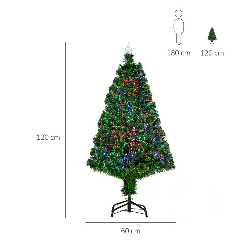 Albero di Natale Artificiale 120 cm 130 Rami in Fibra Ottica e PVC e 16 luci LED -3