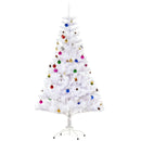 Albero di Natale Artificiale 150 cm 680 Rami Addobbato Bianco -1