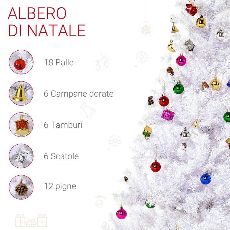 Albero di Natale Artificiale 150 cm 680 Rami Addobbato Bianco -4