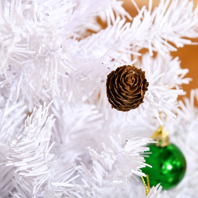 Albero di Natale Artificiale 150 cm 680 Rami Addobbato Bianco -7