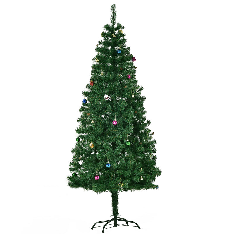 Albero di Natale Artificiale 180 cm Palline e Decorazioni in PVC Ferro -1