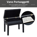 Panca Sgabello per Pianoforte con vano portaoggetti altezza regolabile 54.5x33x48-58 cm Nero -4