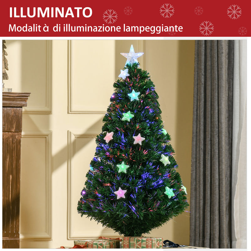 Albero di Natale Artificiale 120 cm in Fibra Ottica con 16 LED a Forma di Stella -4