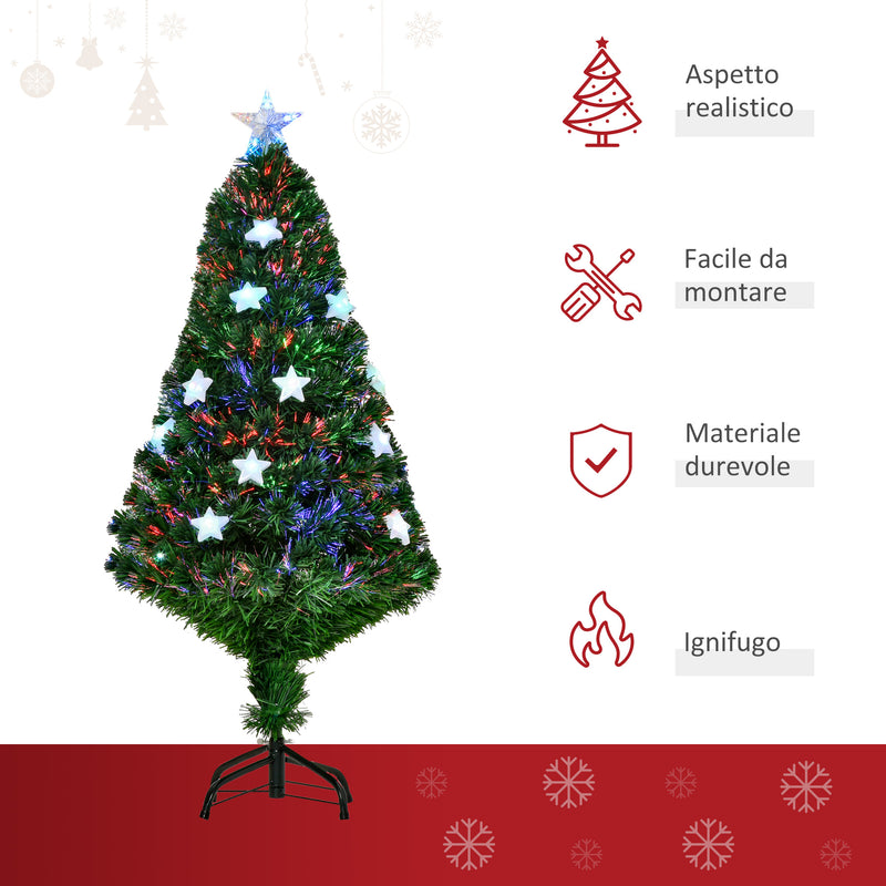 Albero di Natale Artificiale 120 cm in Fibra Ottica con 16 LED a Forma di Stella -7