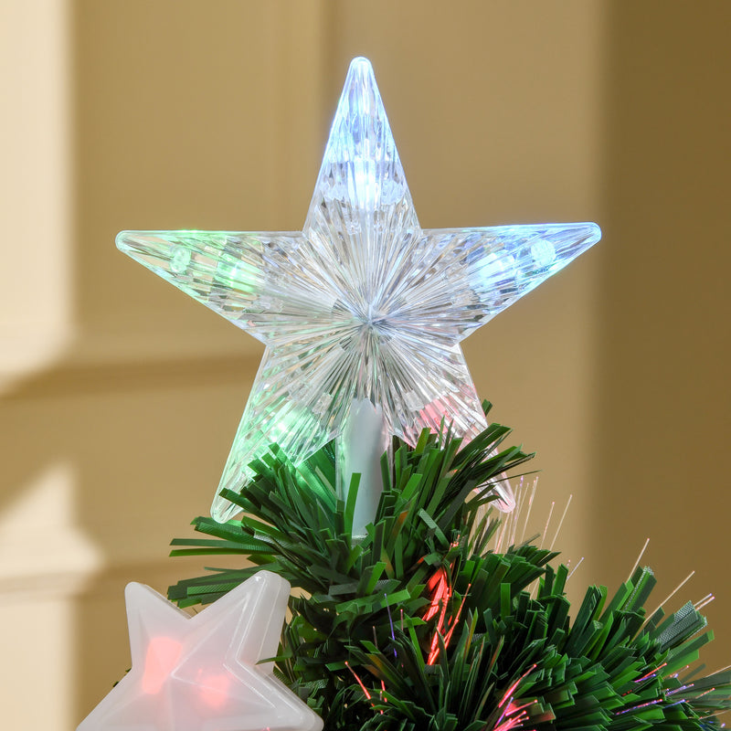 Albero di Natale Artificiale 120 cm in Fibra Ottica con 16 LED a Forma di Stella -8