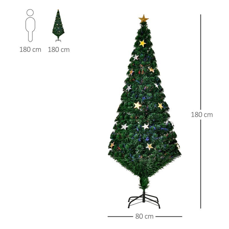 Albero di Natale Artificiale 180 cm 27 LED a Forma di Stella Abete -3