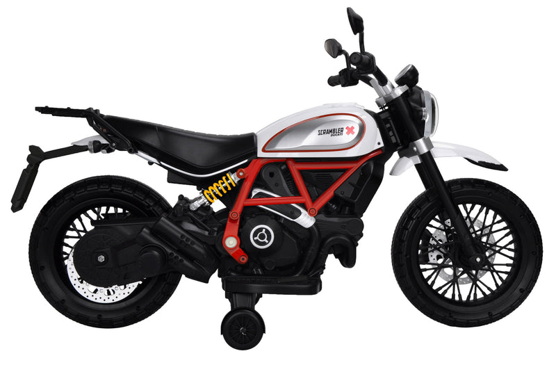 Moto Elettrica per Bambini 12V Ducati Scrambler Desert Bianca-2