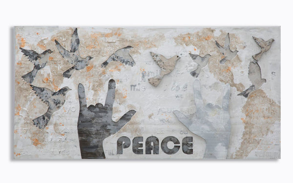 Dipinto su Tela Peace 120x3x60 cm in Legno e Canvas sconto