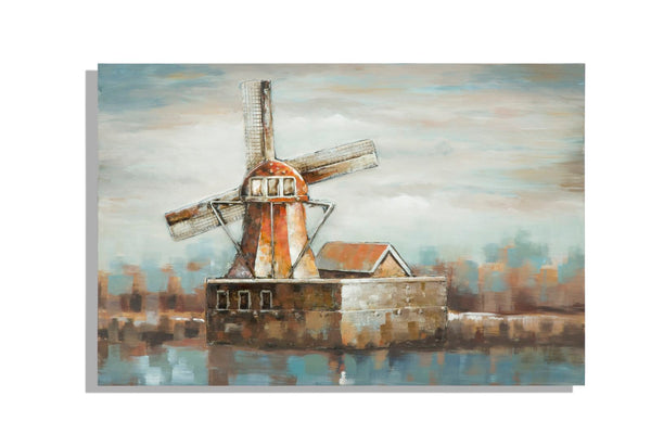 sconto Dipinto su Tela Mulino a Vento 120x3,7x80 cm in Alluminio Plastica e Canvas