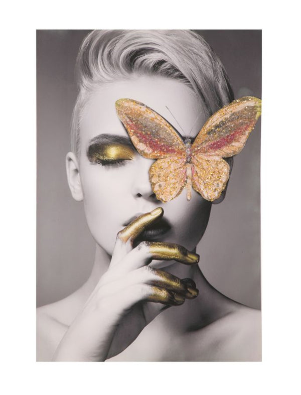 sconto Stampa su Tela con Applicazioni Butterly 80x3,8x120 cm in Legno e canvas