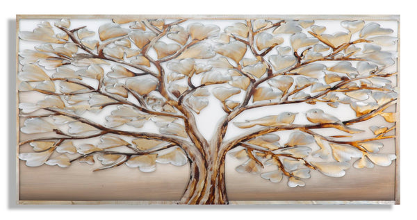 Dipinto Alluminio Albero 120x3,8x60 cm in Legno di Pino Metallo e Canvas online