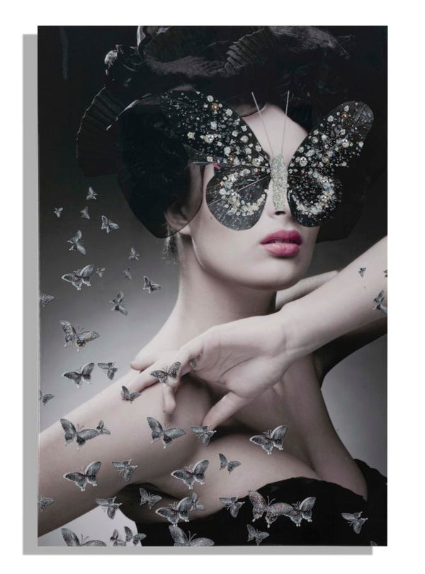 online Stampa su Tela con Applicazioni Dark Lady 80x3,8x120 cm Legno di Abete e Canvas Multicolor