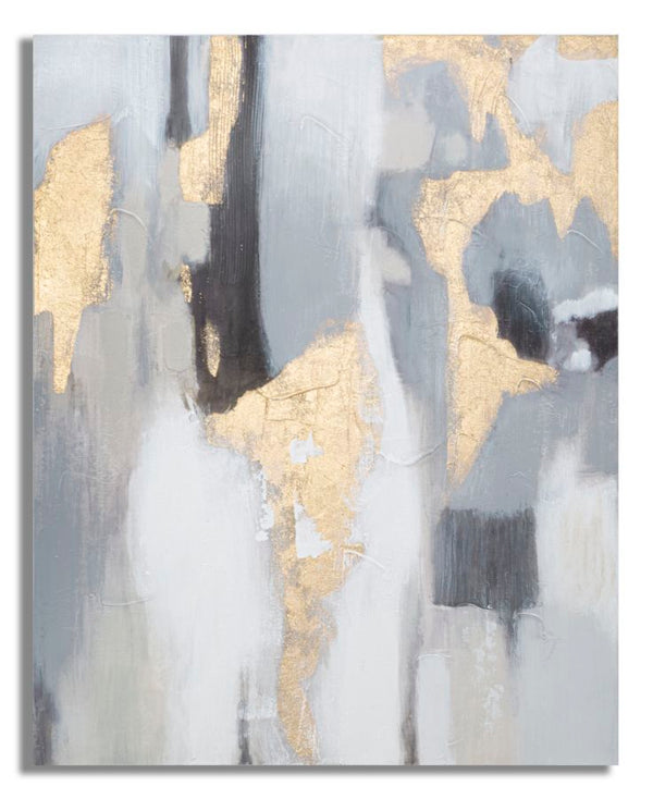 sconto Dipinto su Tela Grey/Oro 80x2,8x100 cm in Legno di Pino e Canvas Multicolor