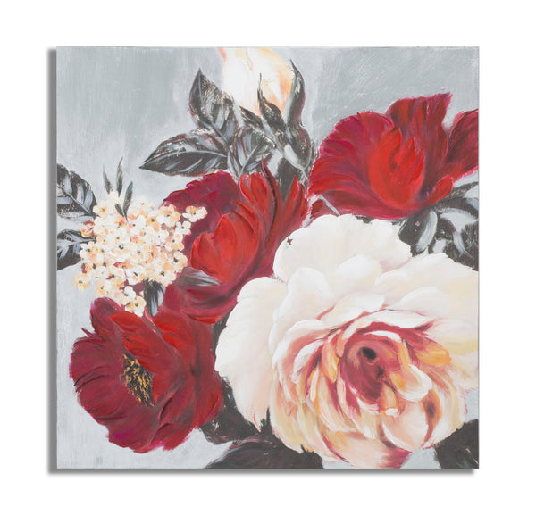 acquista Dipinto su Tela Red Flower Square 90x3,7x90 cm in Legno di Pino e Canvas Multicolor