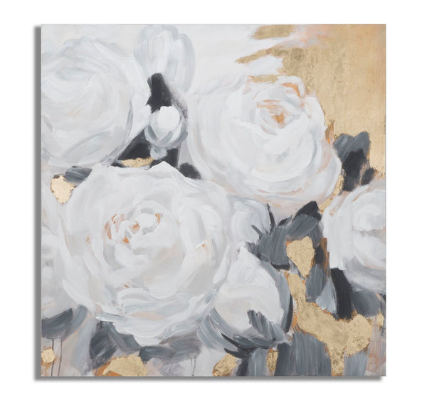 Dipinto su Tela Bianco Flower 90x3,7x90 cm in Legno di Pino e Canvas Multicolor acquista