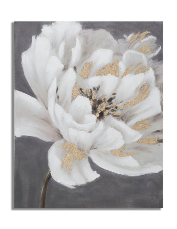 prezzo Dipinto su Tela Bianco/Oro Flower 80x3,7x100 cm in Legno di Pino e Canvas Multicolor