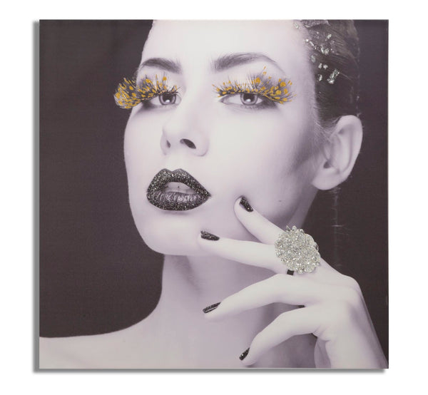 acquista Stampa su Tela con Applicazioni Lady Dark 80x2,8x80 cm in Legno di Pino e Canvas Multicolor