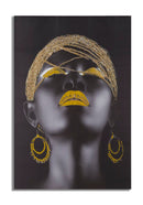 Stampa su Tela con Applicazioni Massai 80x3,8x120 cm in Legno di Pino e Canvas Multicolor-1