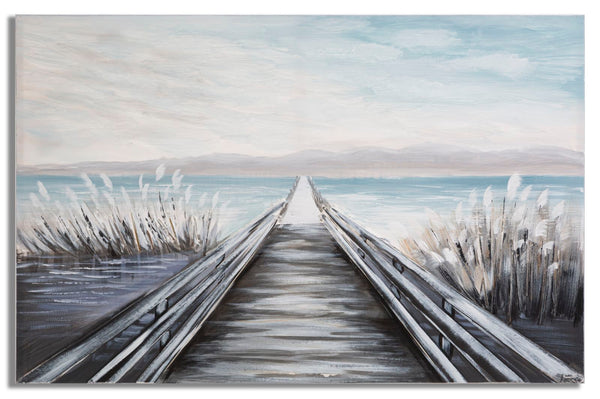 Dipinto su Tela Pontile 120x3,8x80 cm in Legno di Pino e Canvas Multicolor acquista