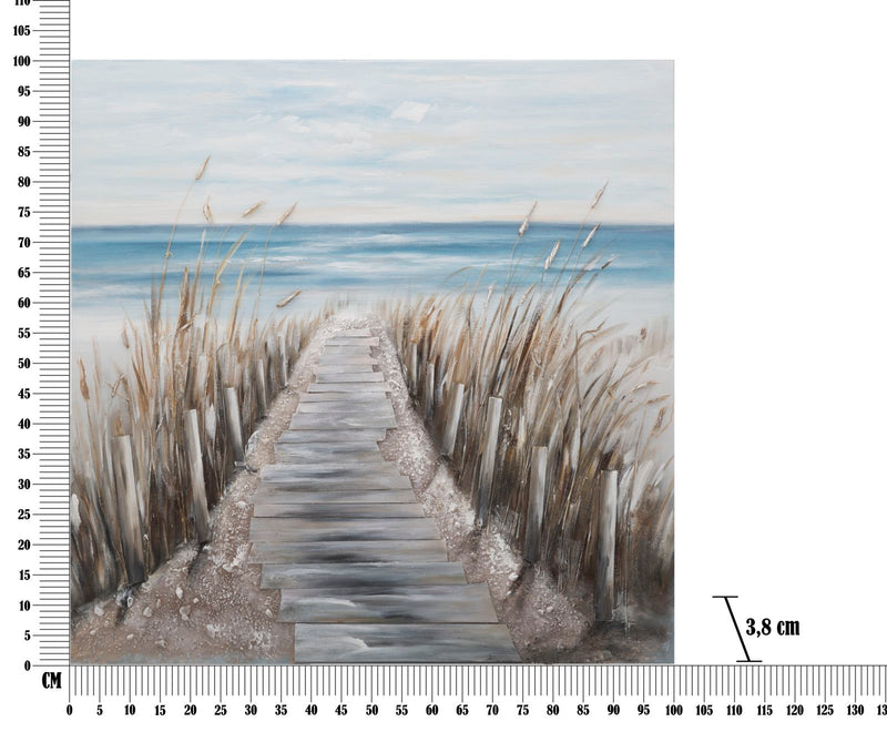 Dipinto su Tela Beach 100x3,8x100 cm in Legno di Pino e Canvas Multicolor-7