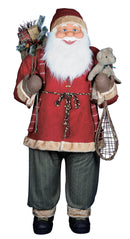 Pupazzo Babbo Natale H180 cm con Doni Orso e Racchettoni Rosso e Grigio Seconda Scelta-7