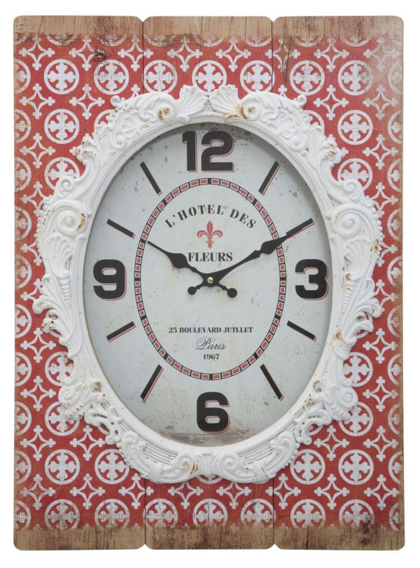 Orologio Shiny 42x7,5x58 cm MDF e Vetro Rosso e Bianco online