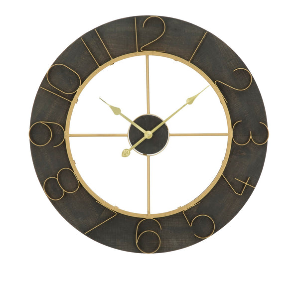 sconto Orologio da Muro Dark Glam Ø70x5 cm in Ferro e MDF Nero e Oro