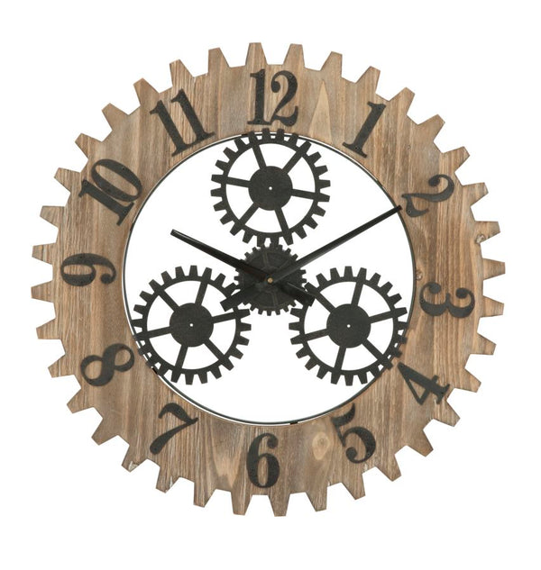 Orologio da Muro Ingranaggio Plus Ø60x4 cm in Ferro e MDF Nero sconto