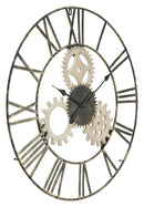 Orologio da Muro Ingranaggi Ø70x4,5 cm in Ferro e MDF Nero-2