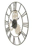 Orologio da Muro Ingranaggi Ø70x4,5 cm in Ferro e MDF Nero-3