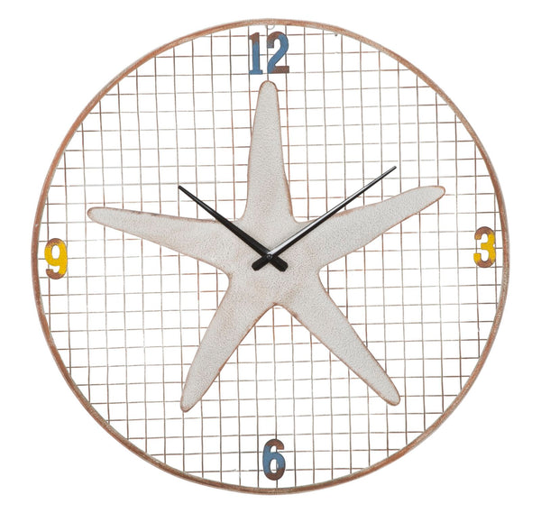 online Orologio da Muro Stella Marina Ø57x3,5 cm in Ferro Bianco