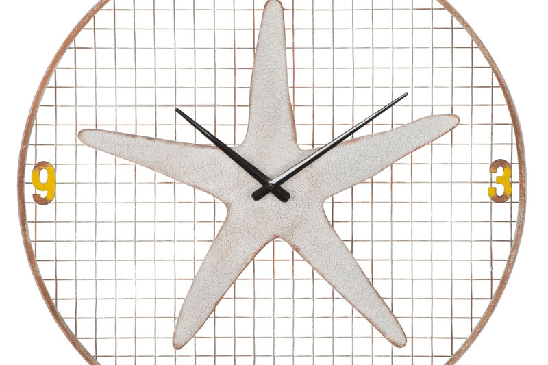 Orologio da Muro Stella Marina Ø57x3,5 cm in Ferro Bianco-2